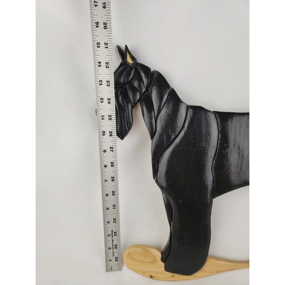 Vtg Wood Intarsia‎ Giant Black Schnauzer dog Working Handmade Wall Art Artisan